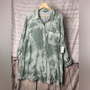 *NWT* Dip. Green and white its marbled top, swim cover, shirt dress? 
Size 2x